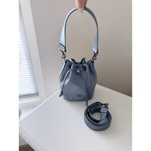 LUG | Metallic Blue Whirlybird Crossbody Shoulder Drawstring Bucket Bag | EUC